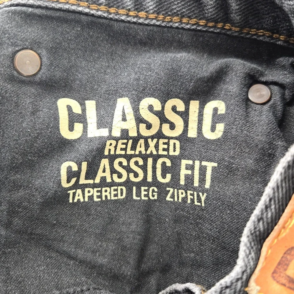 Polo Jeans Co. Jeans Mens 40x32 Black Denim Classic Relaxed‎ Tapered Leg Zipfly